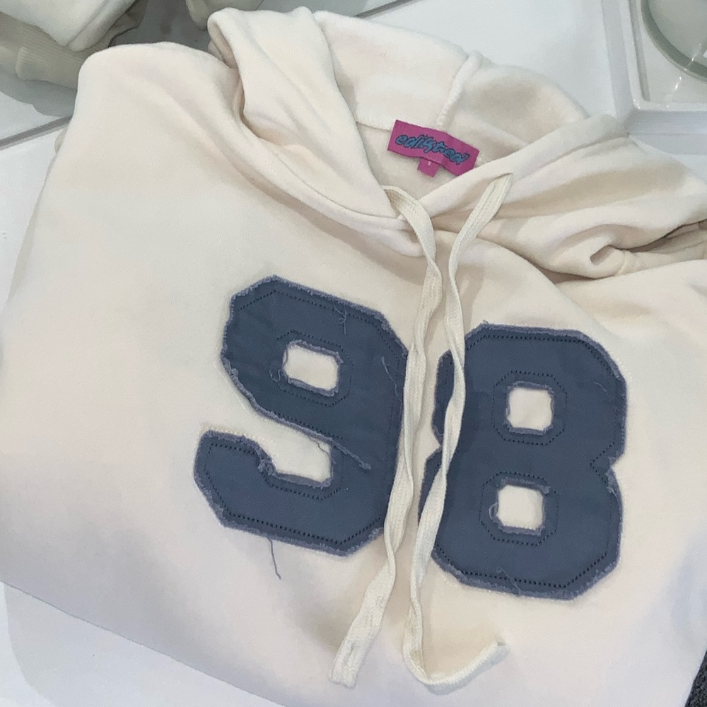 Cream Hoodie with Blue 98 Patch